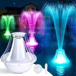 UniWater Bubbling Pool Fountain with Lights,Rechargeable Floating Pool Fountains with Anchor,Above Ground Pool Water Fountain Pump,Battery Powered Swimming Pool Floating Fountains for Inground Pool-1PC(White)