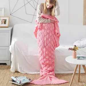 Tail Throw Blanket Soft  Sleeping Bag Hand Crochet  Blankets for Teen Girls Women