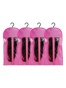 4PCS Hair Extension Holder & Wig Storage Bags with Hanger – Dust-Proof Transparent Plastic Cover Organizer for Multiple Wigs for Hair Extensions, Wigs & Accessories
