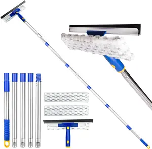 86.6-Inch Window Squeegee Cleaner with Extension Pole, 2-in-1 Glass Cleaning Tool Kit with 2 Pads for Shower Glass, Indoor & Outdoor High Windows deep soft wash extendable smooth