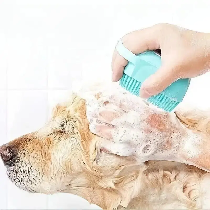 1 PCS Silicone Pet Bath Massage Grooming Brush for Dogs & Cats, Grooming Supplies - Soft Silicone, Lightweight Easy-Grip Tool, Removes Loose Hair & Dirt, Gentle on Skin, Boosts Circulation & Luster for Daily Home Bathing