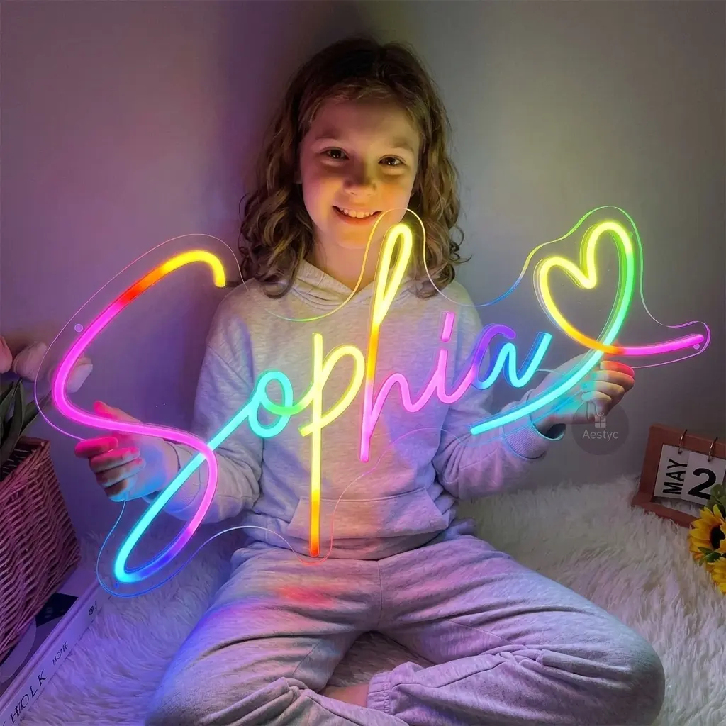 Custom Neon Signs Customizable RGB Color Changing Remote Control Personalized Led Neon Name Light Signs Wall Decor for Bedroom, Gaming Room, Wedding, Party | Unique Gift for Kids, Teens & Couples | Rome Decor Wall Art