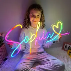 Custom Neon Signs Customizable RGB Color Changing Remote Control Personalized Led Neon Name Light Signs Wall Decor for Bedroom, Gaming Room, Wedding, Party | Unique Gift for Kids, Teens & Couples | Rome Decor Wall Art