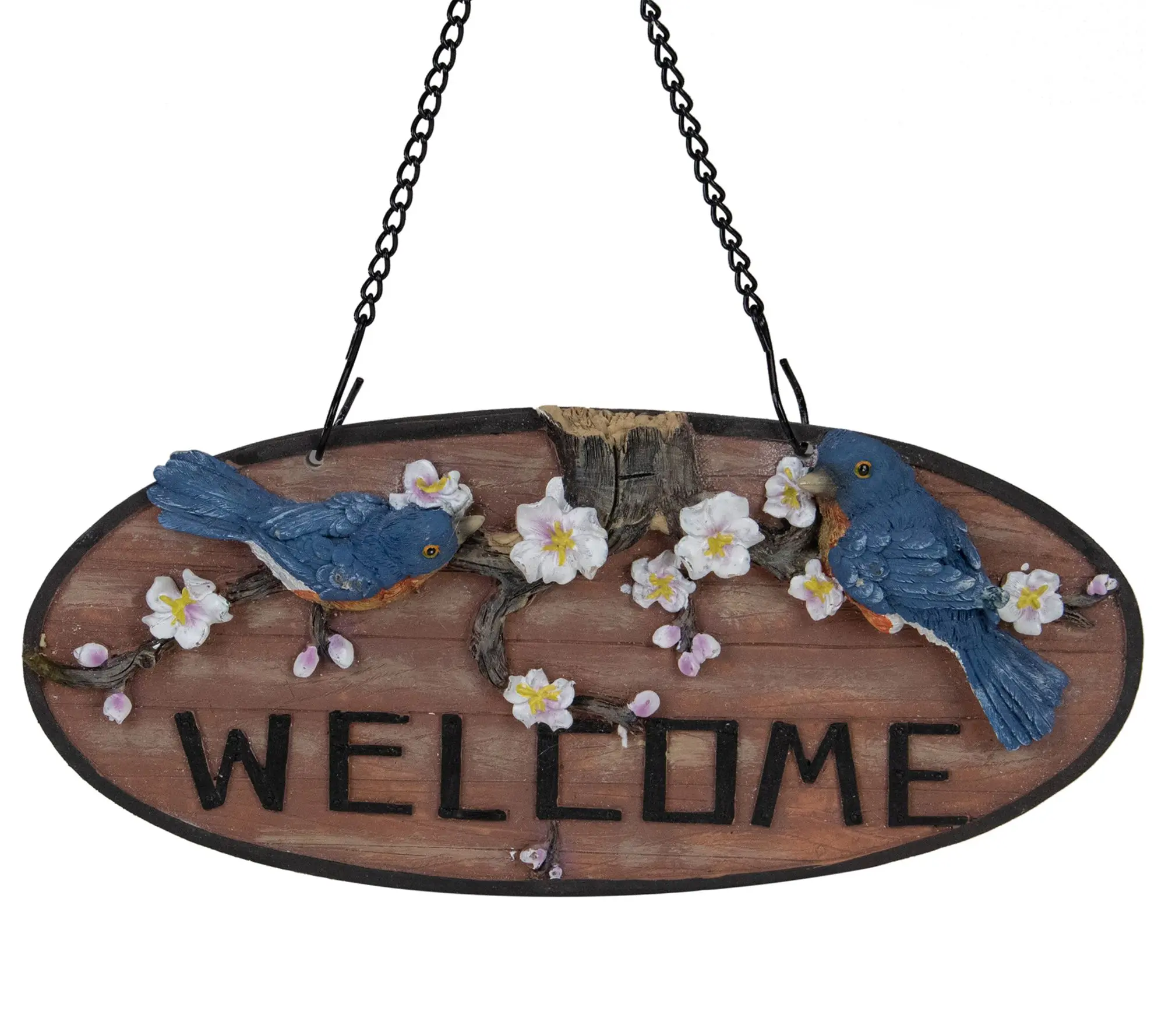 Northlight Welcome Bluebirds and Flowers Hanging Sign 12"