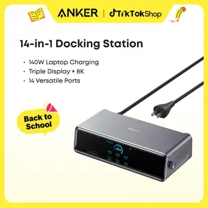 Anker Prime Docking Station (DL7400), 14-Port Triple Display with DisplayLink, 140W Max, Smart Display, Triple 4K 60Hz, Cooling Fan, for macOS and Windows (The Latest DisplayLink Driver Required) sohochic