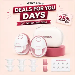 Momcozy  Hands-Free Mobile Breast Pump | M6, Wearable Breast Pump, Ideal Rhythm, DoubleFit Flange, Better Fit, More Discreet, 3 Modes and 9 Levels, 24mm - 2 Pack Comfort Red