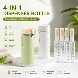 4-in-1 Travel Dispenser Bottle for Toiletries, Portable Leak-Proof Shampoo & Lotion Container, Compact Lightweight Design for Travel, Gym, Camping & Daily Use