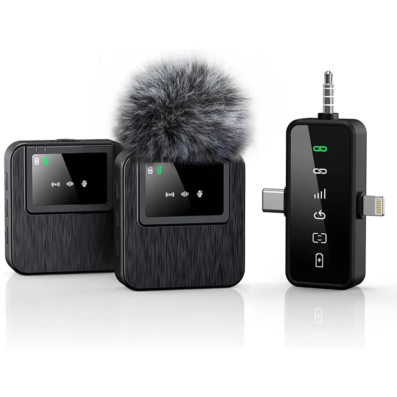 3-in-1 Mini Microphone for iPhone, Android, Camera - 328ft Long Range, 20H Battery Life, Wireless Microphones, Lapel Mic with AI Noise Reduction for Video Recording, YouTube, TikTok