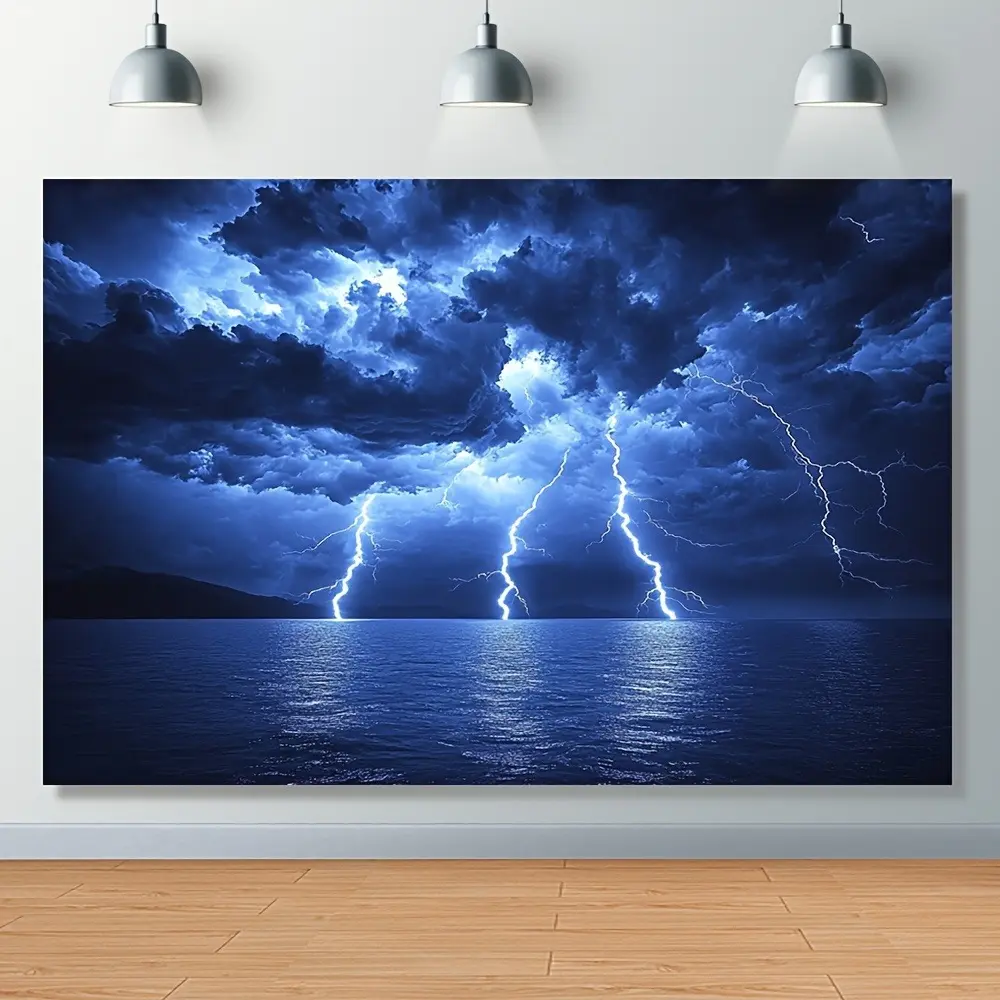 Retro Print Stormy Ocean-Lightning Dark Clouds Decorative Tapestry, Durable Polyester Home Decor Wall Hanging, Ideal for Bedroom-Dormitory Decor & Festive Gift