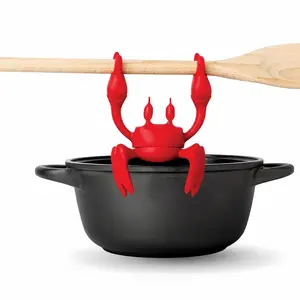 Rose Red Crab Silicone Cutlery Holder, Kitchen Gift, Heat-Resistant Silicone Spoon Holder with Steam Releaser, Multifunctional Chopstick Holder & Chopstick Rack for Kitchen Use