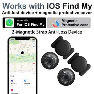 2-Pack iOS Exclusive Transparent Item Tracker, Magnetic Protective Case Built-in, Works with Apple Find My. Replaceable Battery Universal Use for Bike Car Motorcycle Backpack Luggage GPS Locator
