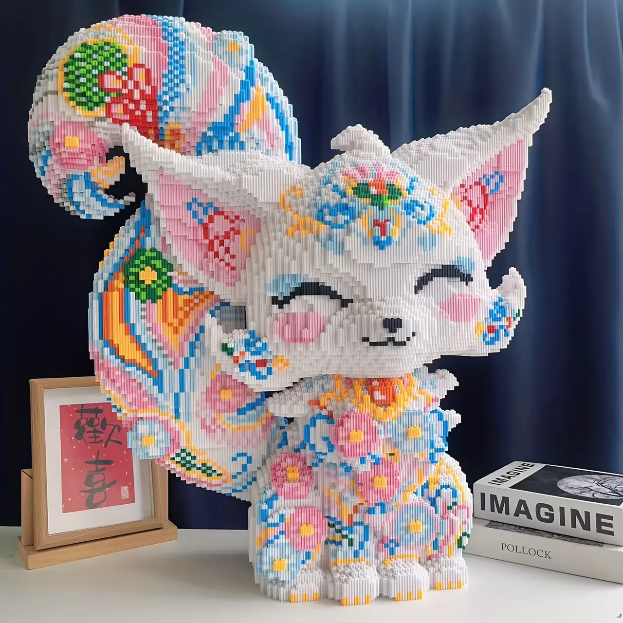 7-Color Nine-Tailed Fox 3D Art Puzzles Building Blocks Decoration, Crafts, Home Office Bookshelf Decor, Party Living Room TV Stand Display