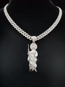 Saint Judas Shaped Pendant Necklace, Cuban Link Chain, Fashion Jewelry for Party, Daily Clothing Decor, Trendy All-match & Exquisite Jewelry for Birthday Gift