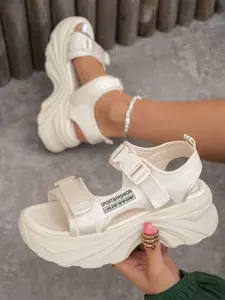Summer New Wave Thick Sole Sports Sandals, Women's Velcro Anti-Slip Breathable Outdoor Casual Shoes, Comfortable Beach Footwear, Stylish Casual Sandals
