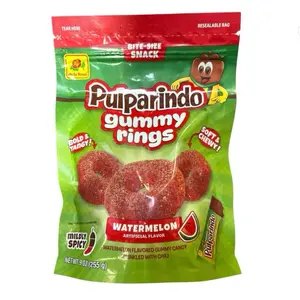 Pulparindo Gummy Rings Watermelon 9 oz bag Spicy Tangy Snack