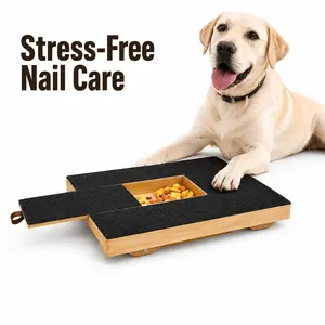 Wooden Dog Nail Scratch Board with Sliding Treat Drawer, Reward-Based Dog Nail File Pad for Dogs Who Hate Clippers, Includes 2 Replacement Sandpapers, Stress-Free Front Paw Grooming Tool for Small Medium Large Dogs grinder healthy