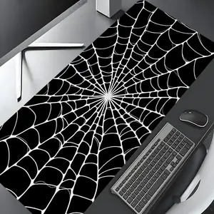 Black White Gothic Spider Web Design Large Gaming Mouse Pad,Aesthetic Desktop Protection Pad,Washable Rubber Pad Non-Slip Lock Edge Multi-Size Mouse Pad Suitable For Home Office,Good Gift for Family and friends,Desk Accessories
