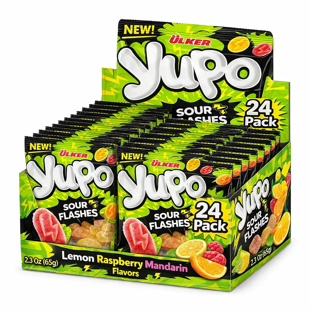 Sour Candy Jelly Fruit Gummies, 24 Pack (2.3 oz Each) – Sour Fruit Snacks, Candy Variety Pack, Lemon Raspberry Mandarin, Bulk Candy, Soft Chewy Candy for Parties and Sharing