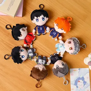 7pcs/set Haikyuu Volleyball Anime Plush Doll Shoyo Hinata Tobio Kageyama Tetsurou Kuroo Plush Pendant Keychain Collectible Model