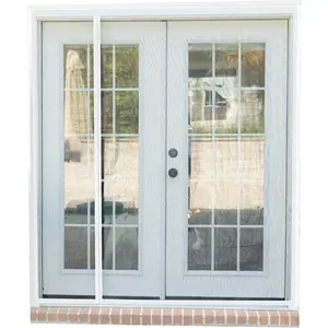 Screen Door for French & Door –, Hands Free Fiberglass Mesh with Self Closing Seal, White Trim – Fits 70" x 80" Doors (Screen Size 72" x 82")