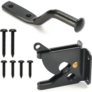 Self Locking Automatic Gravity Lever Fence Gate Latch, Durable Black Steel for Outdoor Garden Fence Gates