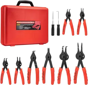 Snap Ring Pliers Set, 10 count Internal & External Retaining Ring Circlip C Clip Pliers, Heavy Duty Bent Straight Automotive Tools, Include Hook, Pick, and Storage Case