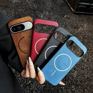 Leather Texture Magnetic Phone Case For Google Pixel 9/8/7/6 Pro | MagSafe Compatible, Premium PU Leather Back, Shockproof Soft Frame | Minimalist Business Protective Cover fashion gift,anti-drop case,anti-drop protection #YJGGPWCXBLACK