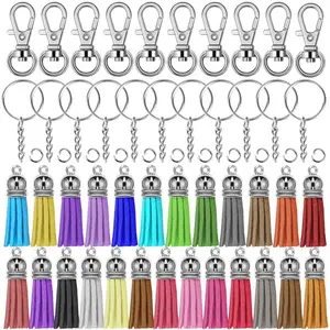 100Pcs Key Chain Rings Bulk with Tassel for Tassel Keychain Random shipment of tassels