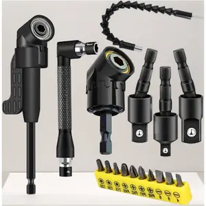 17-Piece Flexible Magnetic Drill Bit Extension Kit with 3 Rotating Socket Adapters, 2 Hex Shank 105° Right Angle Attachments, 10 Short Screwdriver Bits & a 90° Angled Flexible Extension for Ultimate Access and Control