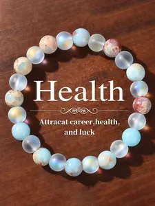 Bohemian Style Faux Shoushan Stone Beaded Elastic Bracelets, Vintage Colorful Handmade Couple Jewelry, Casual Natural Stone Accessories, Exquisite Bracelet, High Quality Bracelet