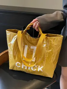 Women's Elegant Transparent Tote Bag, Large Capacity Shoulder Bag for Daily Used, Casual Trendy Versatile High-quality Daily Commuting Bag, Girl Fashionable Shopping Bag