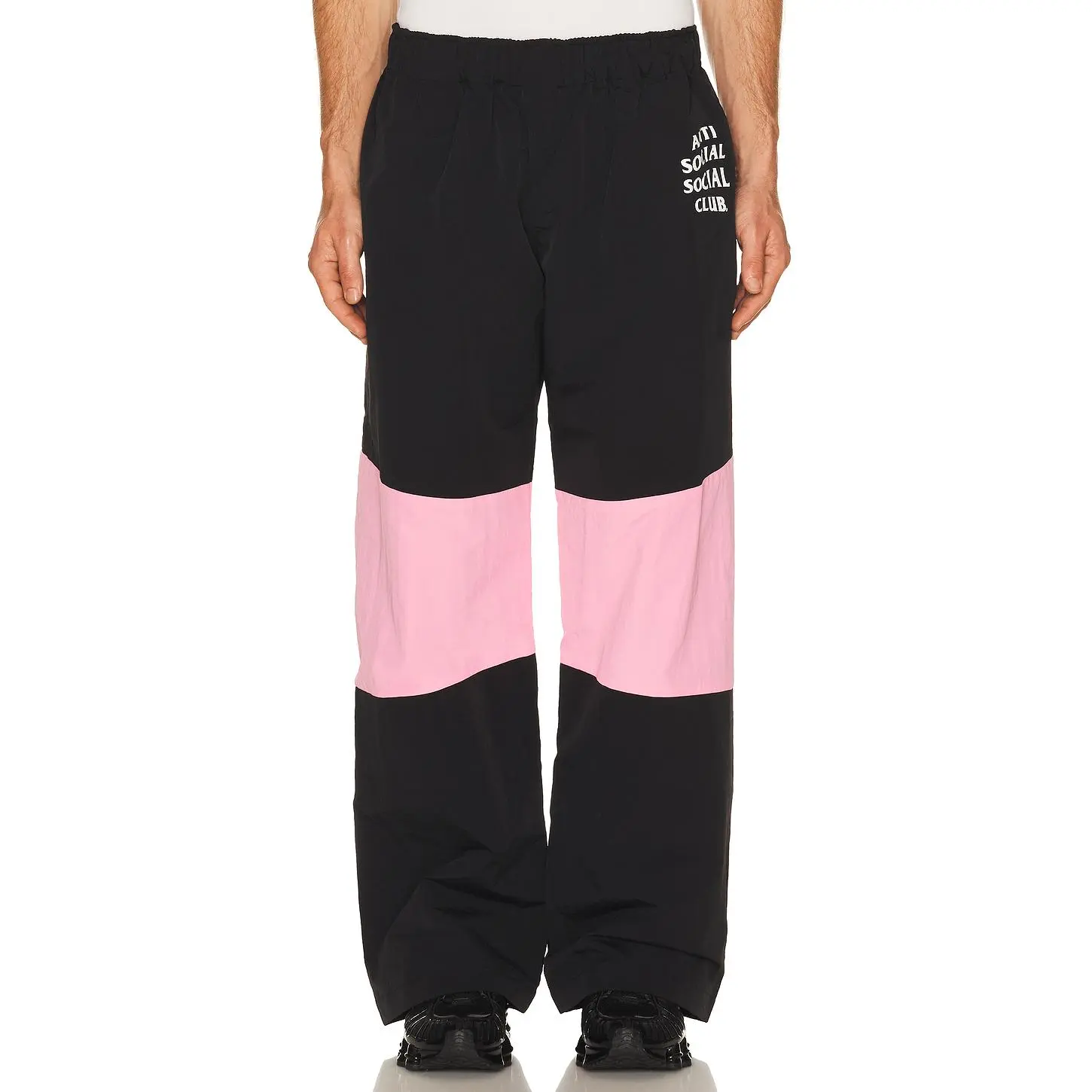 Anti Social Social Club Track Pants in Black & Pink Unisex