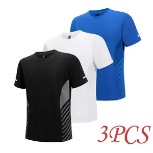 Men’s Summer Quick-Dry Short-Sleeve Sports T-Shirts, Breathable Fitness Running Training Tops (Pack of 3)