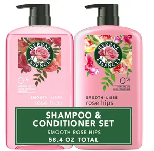 Herbal Essences Shampoo & Conditioner Set, Rose Hips - Smooth Collection, Paraben-Free, Color-Safe, Shiny Hair with Jojoba & Vitamin E, 29.2 Fl Oz Each, 2-Pack