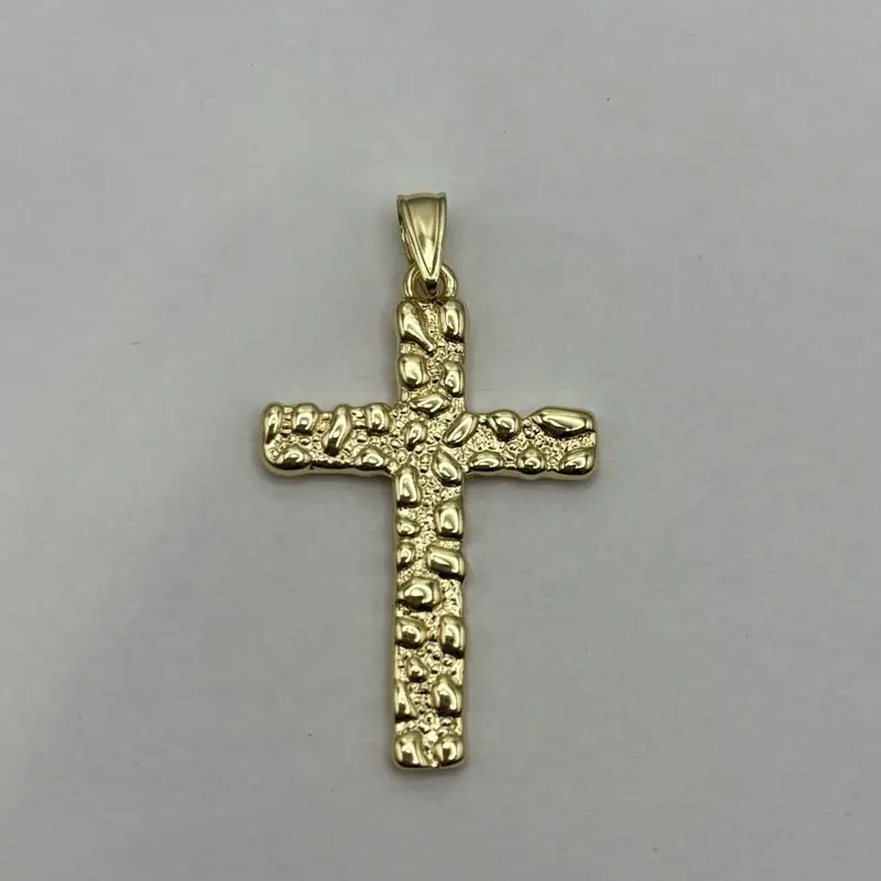 Gold Plated Nugget Cross Pendant Only - Elegant Design Gold Plated Nugget Cross Charm