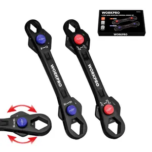 #Summervibes WORKPRO 12-in-1 Universal Wrench, Adjustable Wrench with Heat-Treated Cr-Mo Steel, ASME Standard, Multi-Position Head, Multi-Size Compact Spanner for Mechanics, Cars, and Motorcycles
