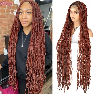 DOSAY Long Dreadlocks Braided Wigs For Women Synthetic Full Lace Front Braids #1B Ginger Blonde Knotless Box Braiding Hair Wigs Locs Twisted Wigs