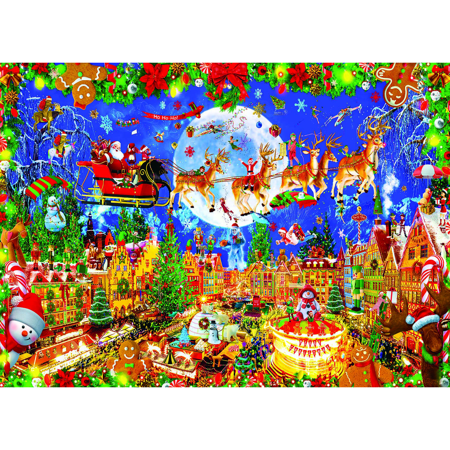 Santa's Coming to Town Christmas Holiday 1000 Piece Jigsaw Puzzle Santa's Coming to Town Christmas Holiday 1000 Piece Jigsaw Puzzle