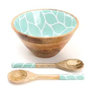 Temp-tations Carved Willow 4-qt Mango Wood Bowl with Servers
