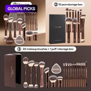 Maange 10/20-Piece Aluminum Makeup Brush Set, Face Makeup Brushes, Makeup Brushes Kits, Includes Complexion Brush, Foundation, Powder, Blush, Eyeshadow, Concealer, Highlighter, Sponge, Storage Box, Makeup Tools Set, Face Brush Set #GLOBAL PICKS