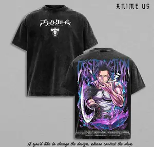 Black Clover Yami Sukehiro Smoking Tee | Vintage Washed Anime Streetwear | The Captain’s Calm Before Battle | Dark Magic Aura Oversized T-Shirt for True Shonen Fans