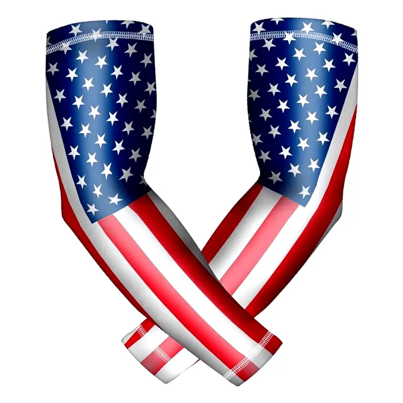 Men's Polyester Compression Arm Sleeves (1 Pair, 17in 45cm USA Flag Design) - Breathable, Cooling, UV Protection All-Season Training Wear, Ideal for Baseball, US Pride/Nation Pride