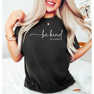 Women's Cotton Short Sleeve Crew Neck T-Shirt - Edgy 'Be Kind-Of a Bold Spirit' Design, Streetwear Style, Minimalist Twist, Shortsleeve, Breathable Fabric, Leather-Accent Compatible, Versatile for Day/Everyday Wear with Skirts/Joggers