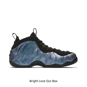 Gloss molded mid tops with swirling iridescent blue-purple nebula print, matte black sole carries dreamy cosmic vibe for street daily fits