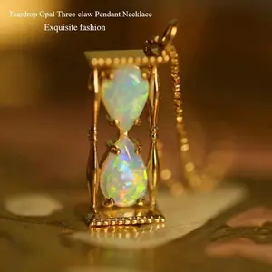 Vintage Royal-Style Synthetic Opal Hourglass Pendant Necklace, Copper Alloy, October Birthstone Charm for Celebrations and Gift-Giving