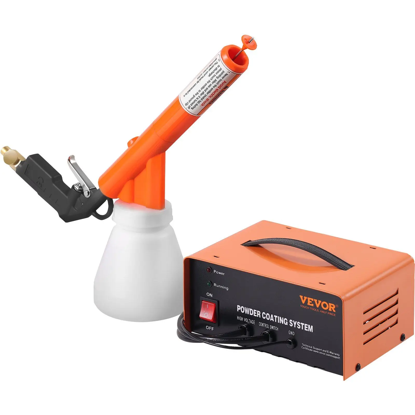 VEVOR Powder Coating System, 50KV Electrostatic Output Powder Coating Kit with Foot Switch, Spray Gun, Nozzles and Powder Cups, Powder Coating Equipment for Home DIY and Commercial Production