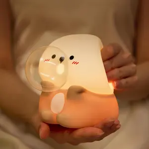 Cute Sea otter LED Night Light, Rechargeable 3 Level Dimmable Silicone Night Lights，Funny Office Desk and Home Bedroom Lighting Decor ，Perfect Gift For Family and Friend，Birthday gift