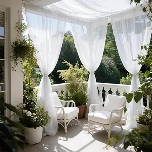 2-Pack Light Solid Breathable Curtains, Rod Pocket Hanging, Outdoor Patio Gazebo Garden, Polyester Material, Japanese Style, Home Decorative Curtain, Easy Install Curtain