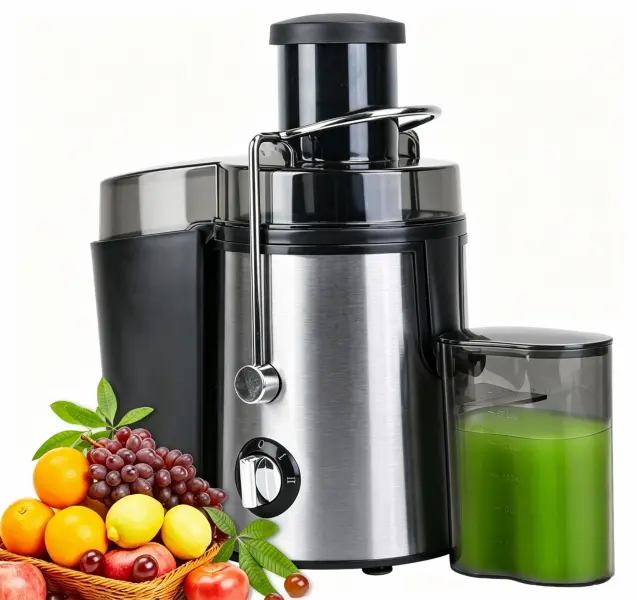 Stainless Steel Centrifugal Fruit Vegetable Processing Tool, Electric Juice Extractor Maker with 2.6 Inch Wide Feed Chute, Dual Adjustable Speed, Easy Disassembly & Cleaning
