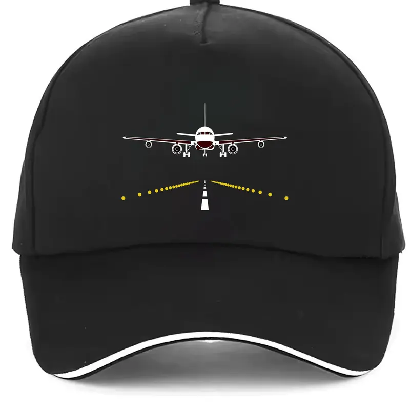 Aviation-Themed Baseball Cap for Men & Women, Casual Everyday Hat with Airplane Runway Print and Wide Brim for Sun Protection, Adjustable 1 Size, Wide Brim Hat, Airplane Print, Hand Wash Only, Adjustable Size, Outdoor Wear, Runway Design, Unisex, Uv Preve